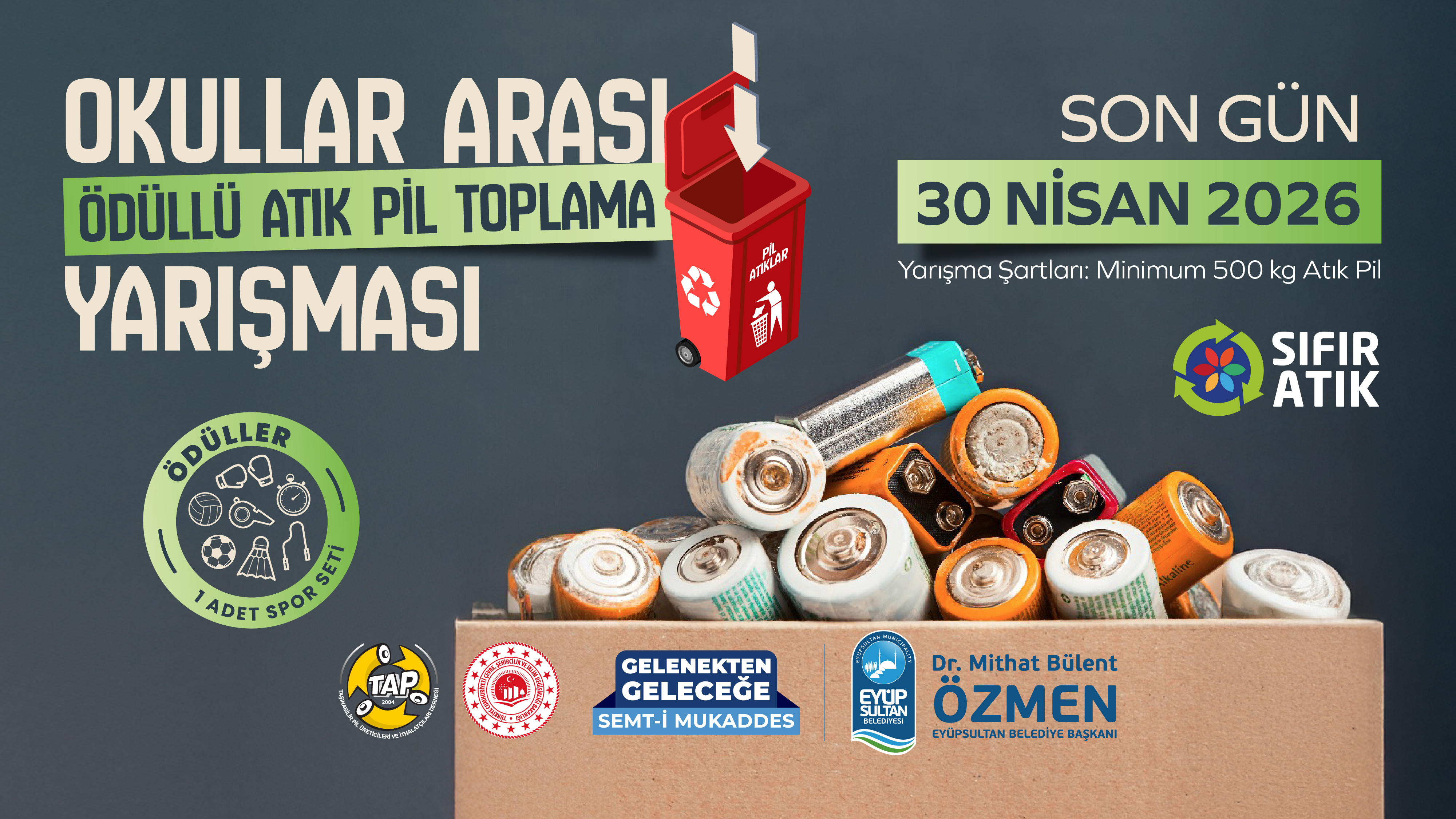 Eyüpsultan'da Okullar Arası Ödüllü Atık Pil Toplama Kampanyası Başladı